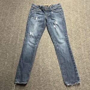 Paige Skyline Jeans Women’s 25* (27) Blue Skinny Stretch Medium Wash Distressed
